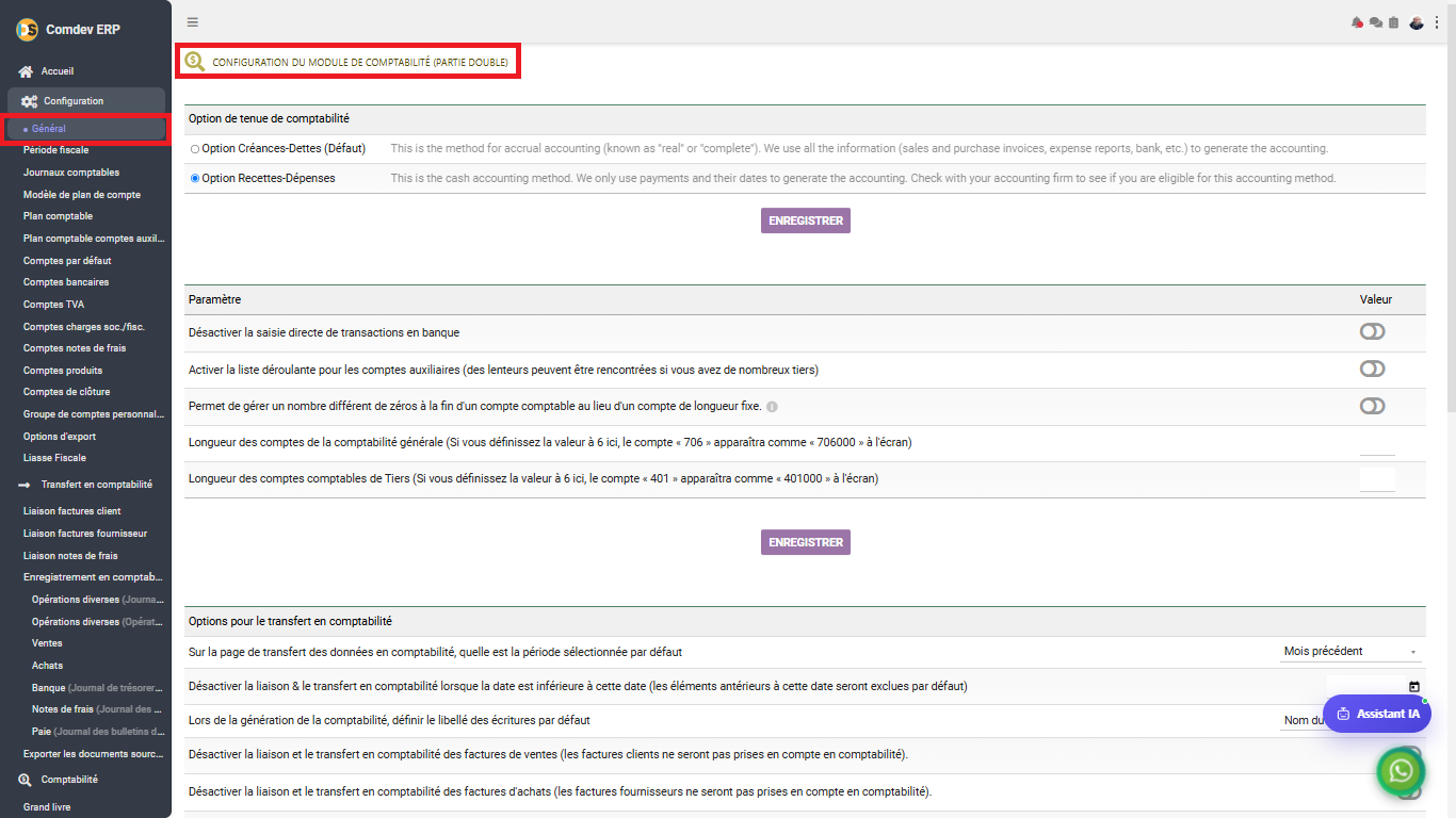 Configuration du module de comptabilité partie 1 dans Comdev ERP