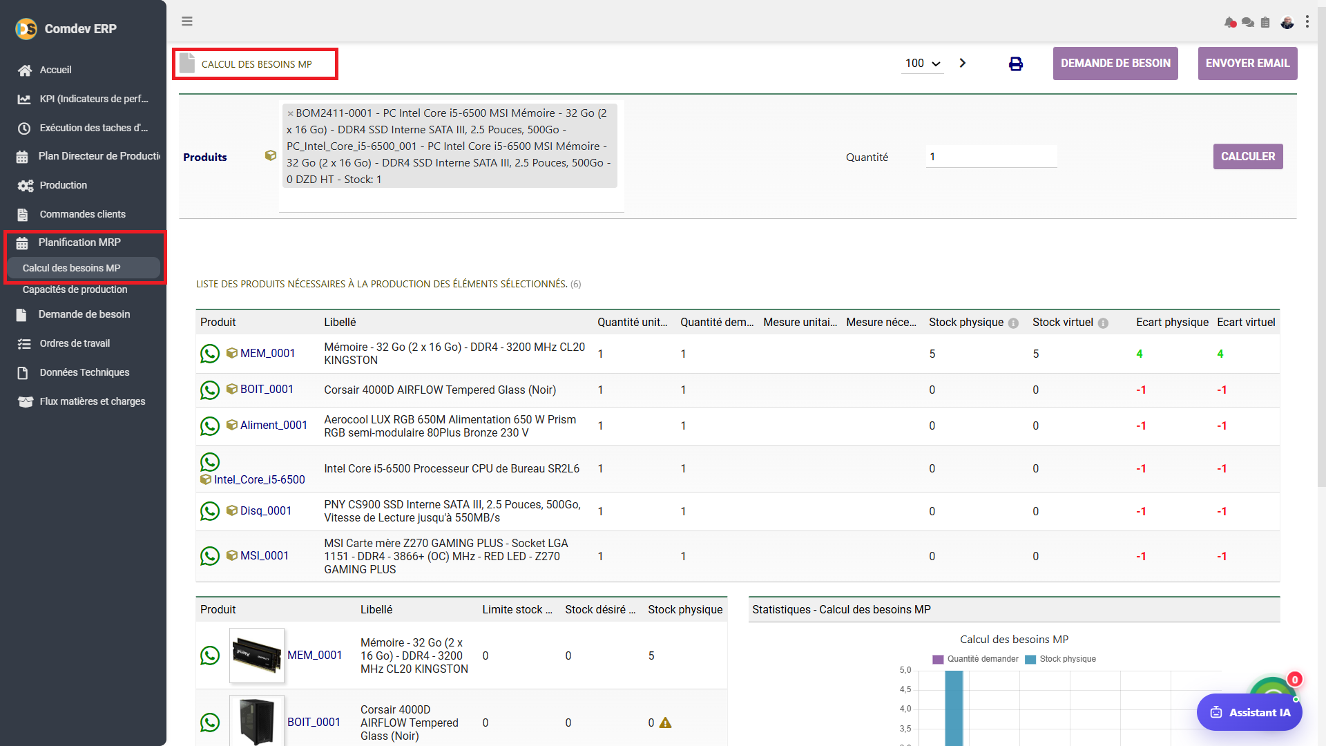 Interface Calcul des Besoins MP Comdev ERP