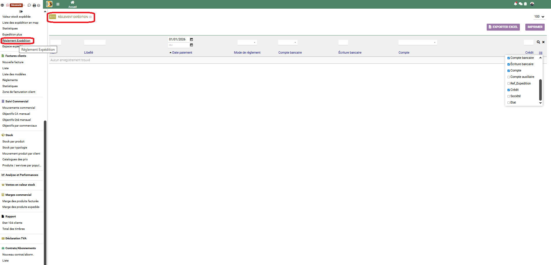 Règlement expédition