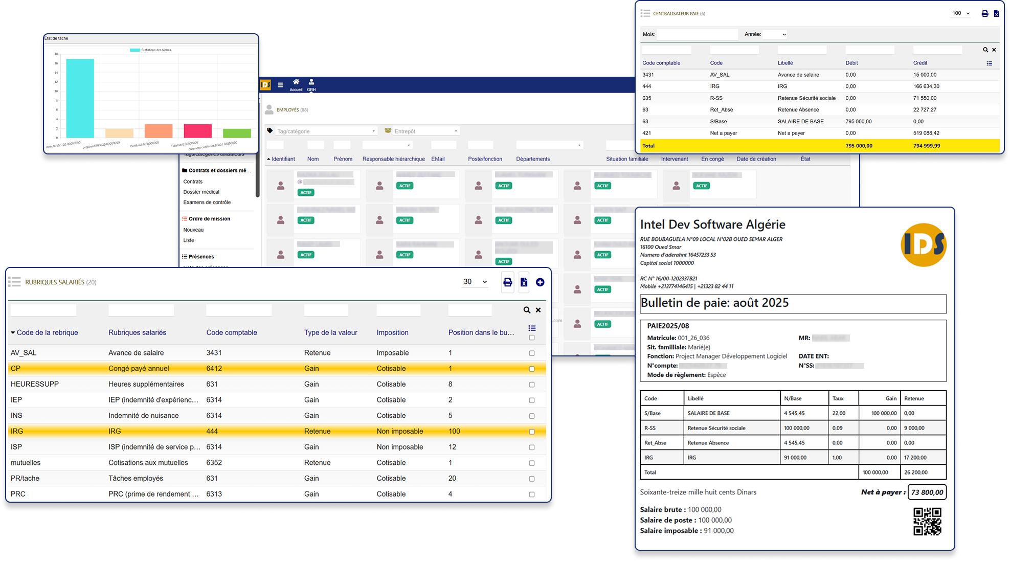 Captures module GRH - Gestion des Ressources Humaines